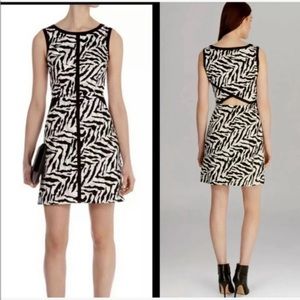 Karen Millen Zebra Print Cotton Mini Dress Back Cutout, Size 2